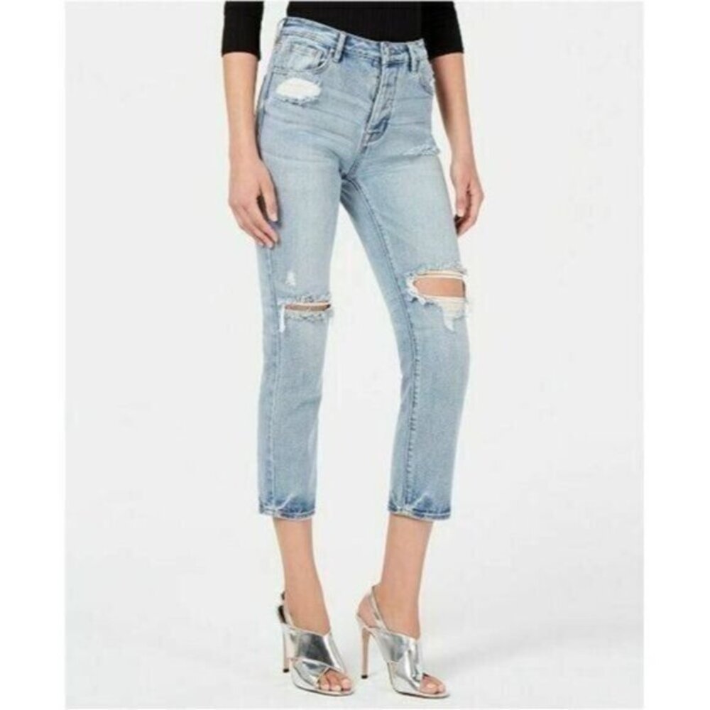 Kendall + Kylie The Icon Distressed Boyfriend Jeans Crop Ripped Sz 27 NWT